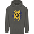 Torn Barbados Flag Barbadians Day Football Childrens Kids Hoodie Storm Grey
