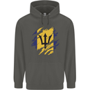 Torn Barbados Flag Barbadians Day Football Childrens Kids Hoodie Storm Grey