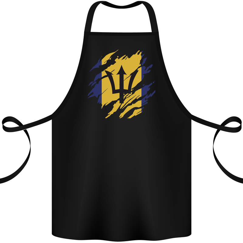 Torn Barbados Flag Barbadians Day Football Cotton Apron 100% Organic Black