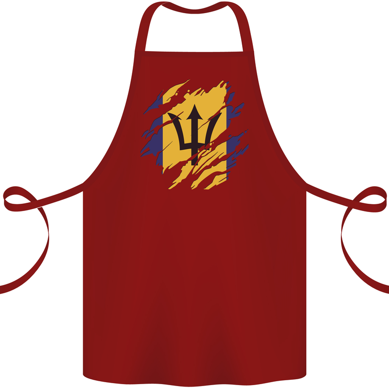 Torn Barbados Flag Barbadians Day Football Cotton Apron 100% Organic Maroon