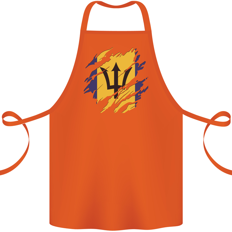 Torn Barbados Flag Barbadians Day Football Cotton Apron 100% Organic Orange