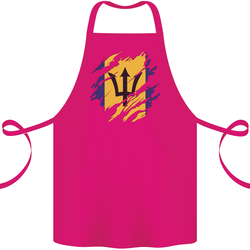 Torn Barbados Flag Barbadians Day Football Cotton Apron 100% Organic Pink