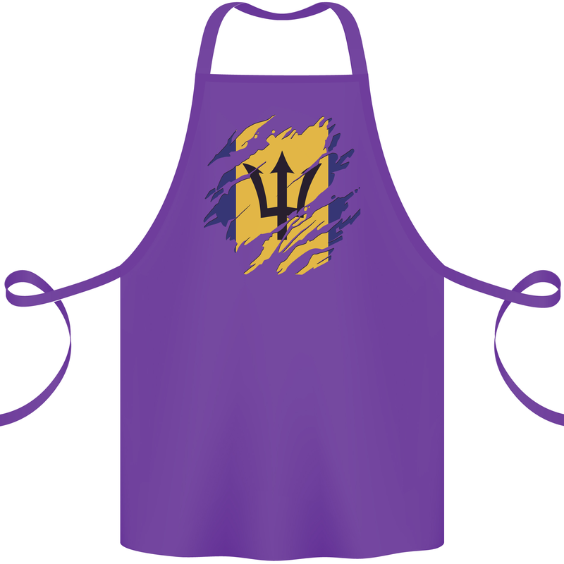 Torn Barbados Flag Barbadians Day Football Cotton Apron 100% Organic Purple