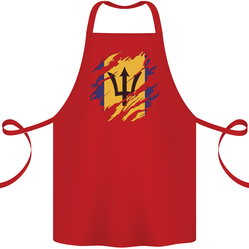 Torn Barbados Flag Barbadians Day Football Cotton Apron 100% Organic Red