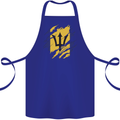 Torn Barbados Flag Barbadians Day Football Cotton Apron 100% Organic Royal Blue