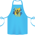 Torn Barbados Flag Barbadians Day Football Cotton Apron 100% Organic Turquoise