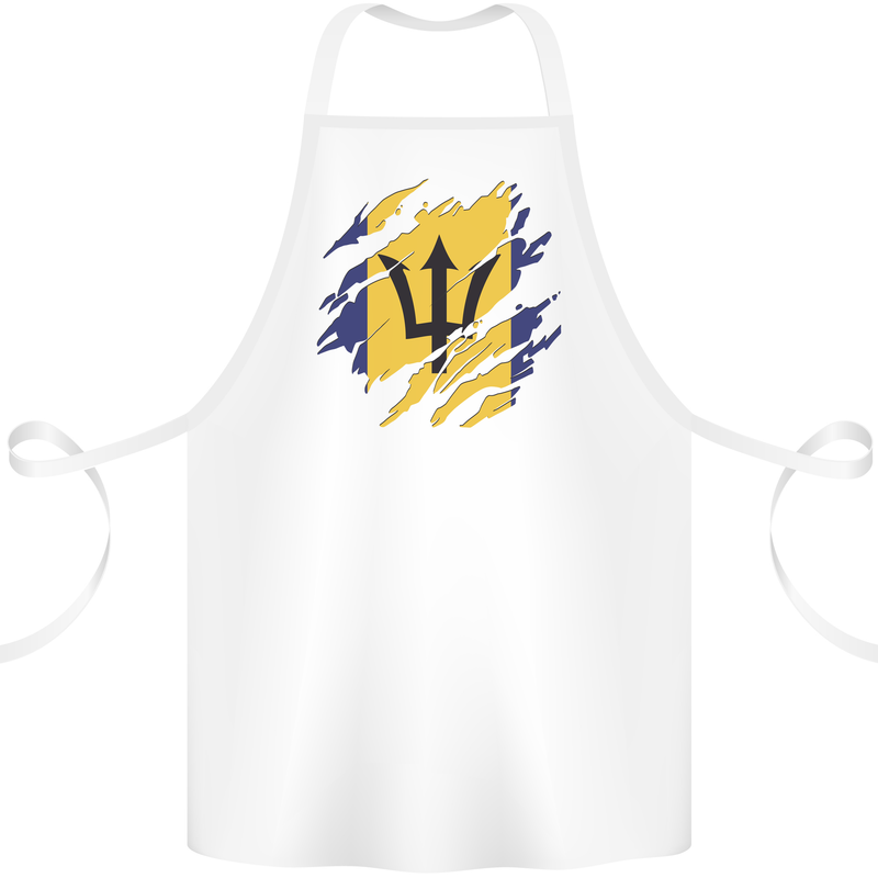 Torn Barbados Flag Barbadians Day Football Cotton Apron 100% Organic White
