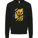 Torn Barbados Flag Barbadians Day Football Kids Sweatshirt Jumper Black