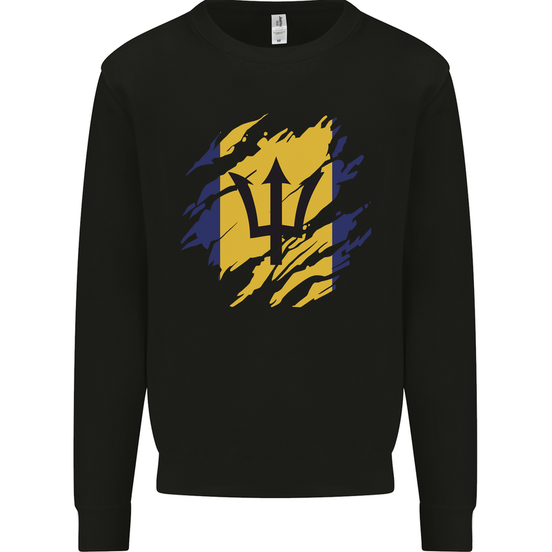 Torn Barbados Flag Barbadians Day Football Kids Sweatshirt Jumper Black