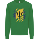 Torn Barbados Flag Barbadians Day Football Kids Sweatshirt Jumper Irish Green
