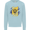 Torn Barbados Flag Barbadians Day Football Kids Sweatshirt Jumper Light Blue