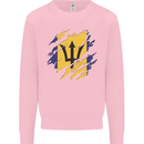 Torn Barbados Flag Barbadians Day Football Kids Sweatshirt Jumper Light Pink