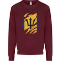 Torn Barbados Flag Barbadians Day Football Kids Sweatshirt Jumper Maroon