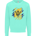Torn Barbados Flag Barbadians Day Football Kids Sweatshirt Jumper Peppermint