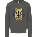 Torn Barbados Flag Barbadians Day Football Kids Sweatshirt Jumper Storm Grey