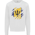 Torn Barbados Flag Barbadians Day Football Kids Sweatshirt Jumper White