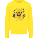 Torn Barbados Flag Barbadians Day Football Kids Sweatshirt Jumper Yellow