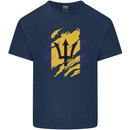 Torn Barbados Flag Barbadians Day Football Kids T-Shirt Childrens Navy Blue