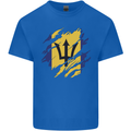 Torn Barbados Flag Barbadians Day Football Kids T-Shirt Childrens Royal Blue