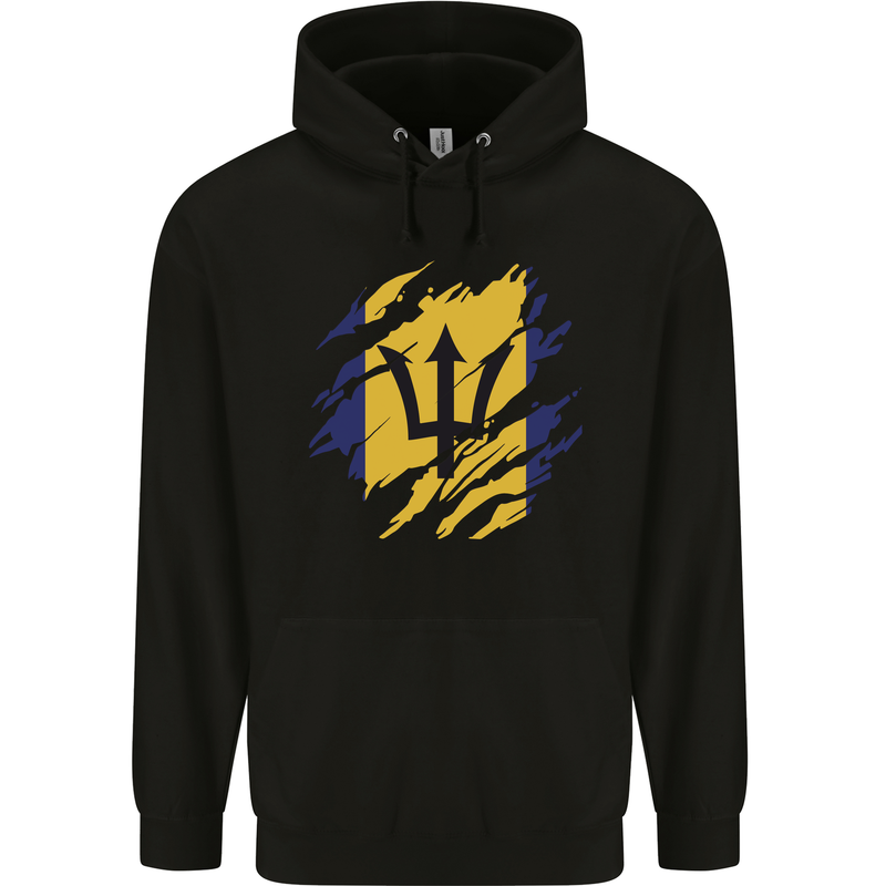Torn Barbados Flag Barbadians Day Football Mens 80% Cotton Hoodie Black