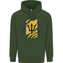 Torn Barbados Flag Barbadians Day Football Mens 80% Cotton Hoodie Forest Green
