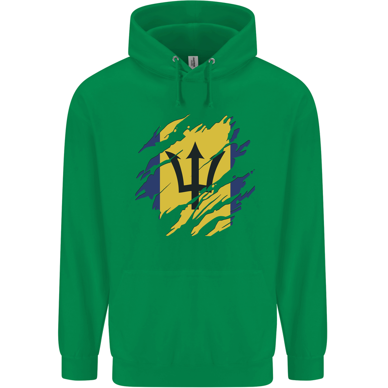 Torn Barbados Flag Barbadians Day Football Mens 80% Cotton Hoodie Irish Green
