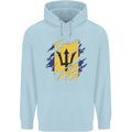Torn Barbados Flag Barbadians Day Football Mens 80% Cotton Hoodie Light Blue
