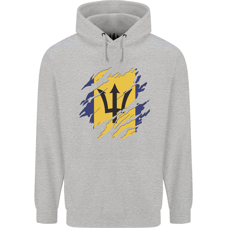 Torn Barbados Flag Barbadians Day Football Mens 80% Cotton Hoodie Sports Grey