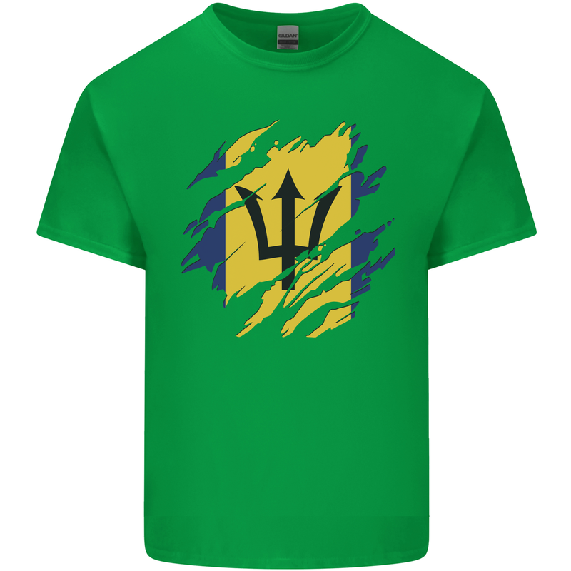 Torn Barbados Flag Barbadians Day Football Mens Cotton T-Shirt Tee Top Irish Green