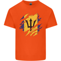 Torn Barbados Flag Barbadians Day Football Mens Cotton T-Shirt Tee Top Orange