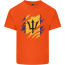 Torn Barbados Flag Barbadians Day Football Mens Cotton T-Shirt Tee Top Orange