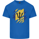 Torn Barbados Flag Barbadians Day Football Mens Cotton T-Shirt Tee Top Royal Blue
