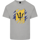 Torn Barbados Flag Barbadians Day Football Mens Cotton T-Shirt Tee Top Sports Grey