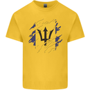 Torn Barbados Flag Barbadians Day Football Mens Cotton T-Shirt Tee Top Yellow