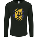Torn Barbados Flag Barbadians Day Football Mens Long Sleeve T-Shirt Black