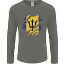 Torn Barbados Flag Barbadians Day Football Mens Long Sleeve T-Shirt Charcoal