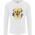 Torn Barbados Flag Barbadians Day Football Mens Long Sleeve T-Shirt White