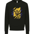 Torn Barbados Flag Barbadians Day Football Mens Sweatshirt Jumper Black