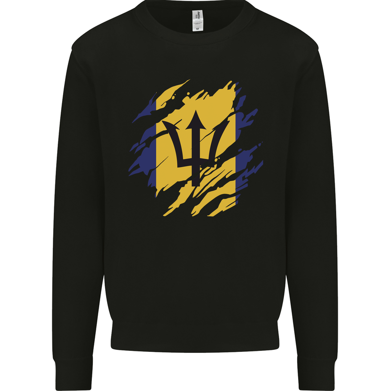 Torn Barbados Flag Barbadians Day Football Mens Sweatshirt Jumper Black