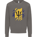 Torn Barbados Flag Barbadians Day Football Mens Sweatshirt Jumper Charcoal