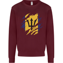 Torn Barbados Flag Barbadians Day Football Mens Sweatshirt Jumper Maroon
