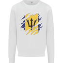 Torn Barbados Flag Barbadians Day Football Mens Sweatshirt Jumper White