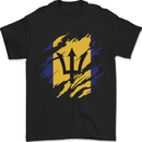 Torn Barbados Flag Barbadians Day Football Mens T-Shirt 100% Cotton Black