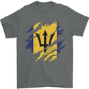 Torn Barbados Flag Barbadians Day Football Mens T-Shirt 100% Cotton Charcoal