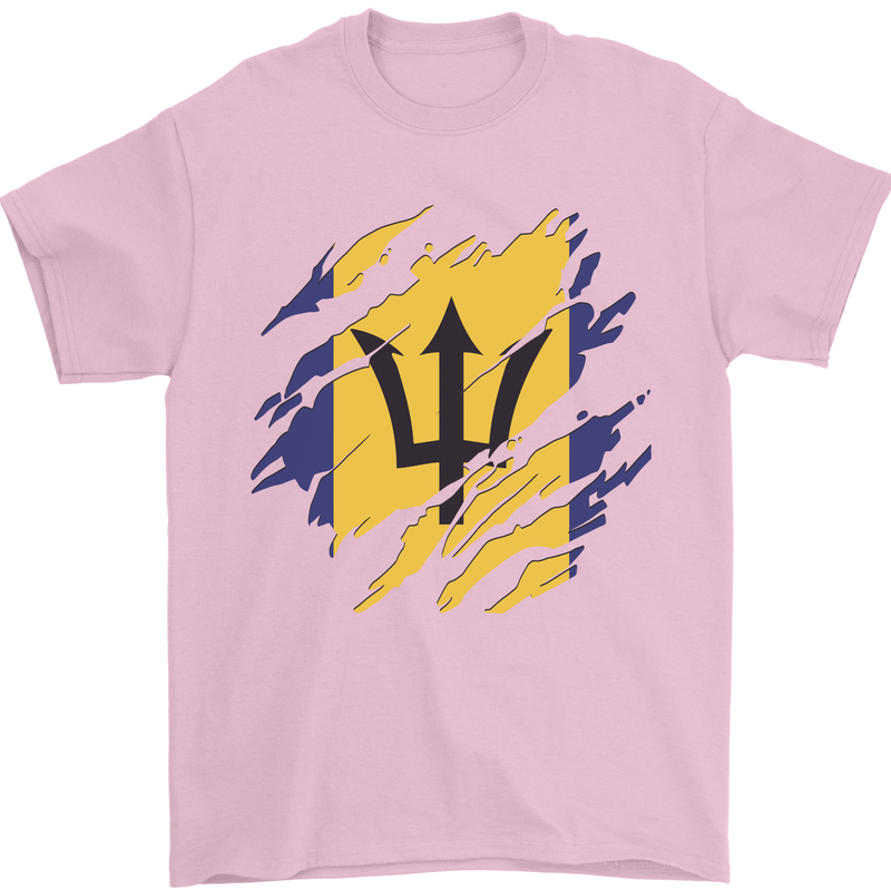 Torn Barbados Flag Barbadians Day Football Mens T-Shirt 100% Cotton Light Pink