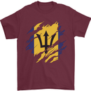 Torn Barbados Flag Barbadians Day Football Mens T-Shirt 100% Cotton Maroon