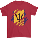 Torn Barbados Flag Barbadians Day Football Mens T-Shirt 100% Cotton Red