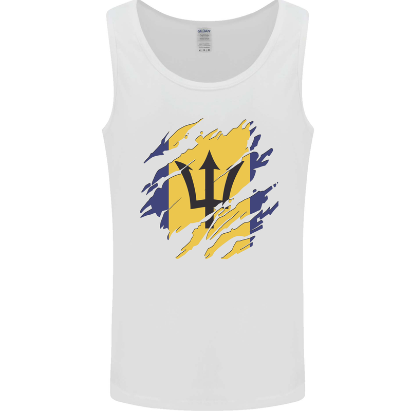 Torn Barbados Flag Barbadians Day Football Mens Vest Tank Top White