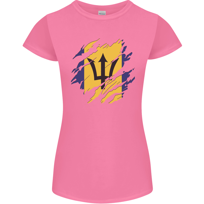 Torn Barbados Flag Barbadians Day Football Womens Petite Cut T-Shirt Azalea