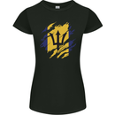 Torn Barbados Flag Barbadians Day Football Womens Petite Cut T-Shirt Black